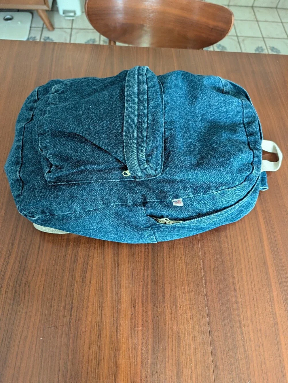 American Apparel Blue Denim Backpack Pre Owned